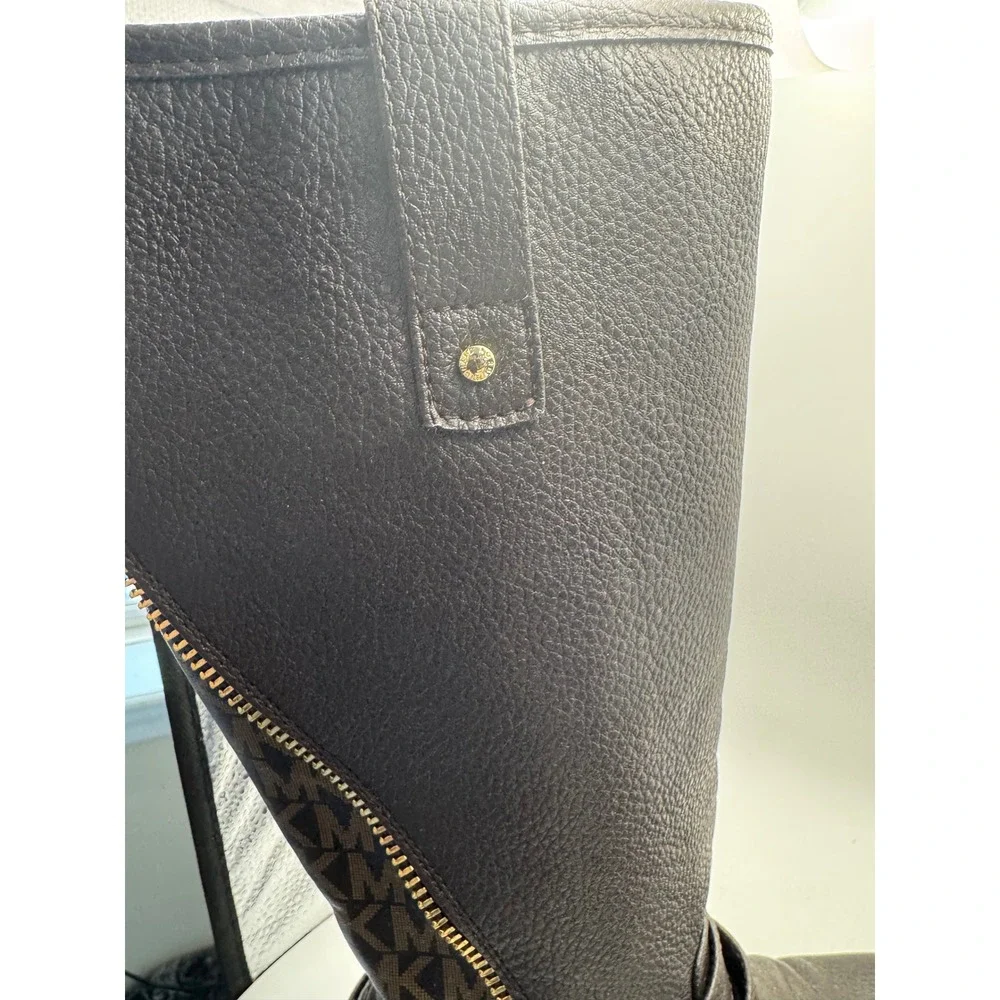 Michael Kors‎ Kids Tall Riding Boots MK Logo Side Zip Brown Size 2